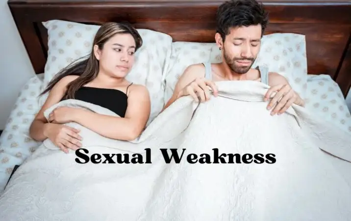 image of sexual weakness impact in bed room with laday and sexually weak male in bed room.