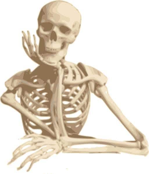 Skeleton model holding its lower back in pain, illustrating bone weakness and back pain caused by Vitamin D deficiency.